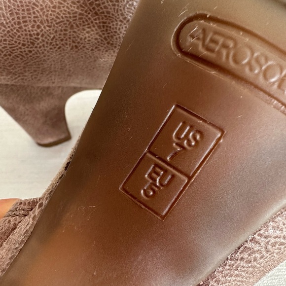 Aerosoles Heelrest Taupe Leather Mary Jane Heeled Sandals Women’s 7 - Picture 13 of 14